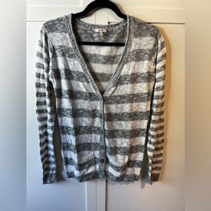 Allea Striped Gray & White Made In Italy NWT Women's Italian‎ Sweater Size XL